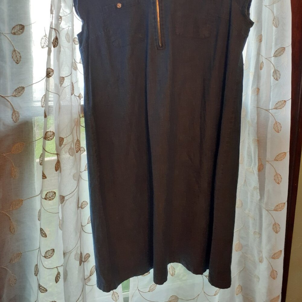 Denim front zip casual dress